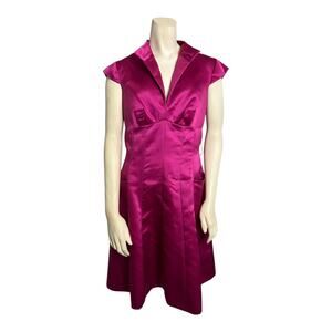 Kay Unger New York Fuscia Pink Satin Cocktail Bridesmaid Dress 6 Formal 10d2674